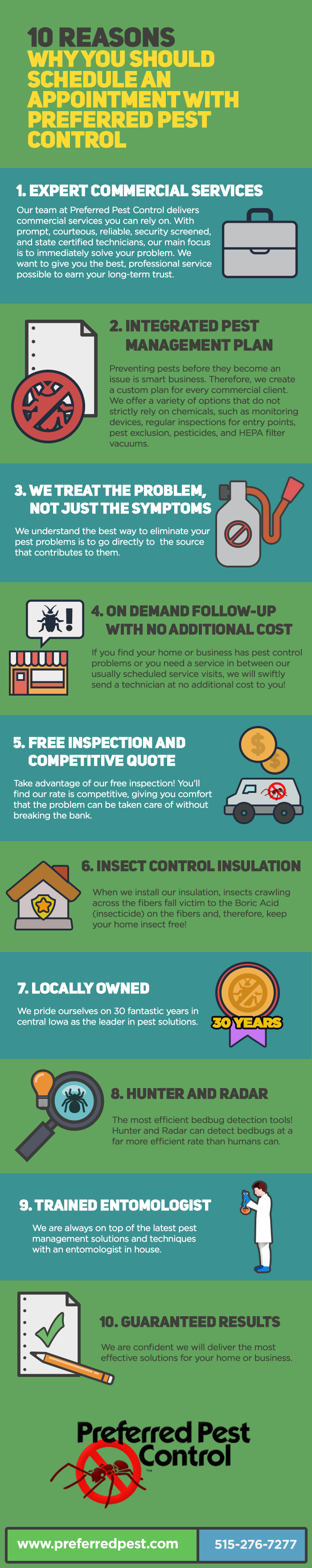 10 Reasons Why you Should Schedule an Appointment with Preferred Pest Control