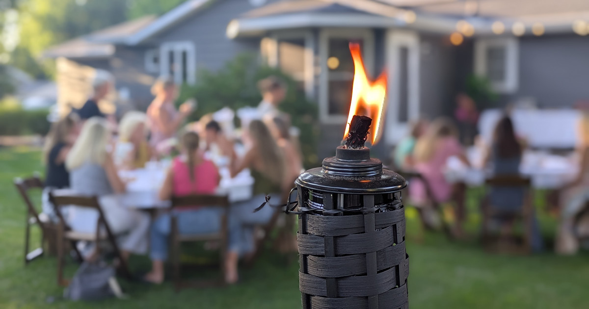 tiki torch at a backyard event